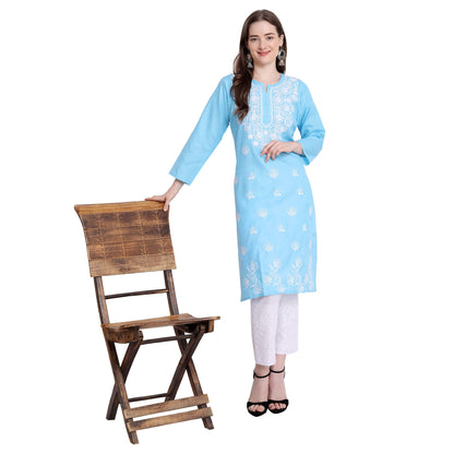 Women Embroidered Lucknowi Straight Kurta